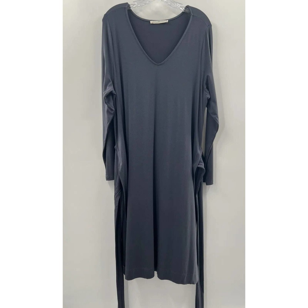 Peruvian Connection Women’s V Neck Jersey Knit Long Tunic w/ Wrap Dark Gray XL​